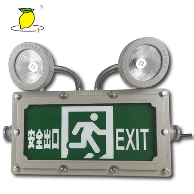 Explosion Proof LED Emergency Lighting Fire Exit Signs With Twin Spotlight